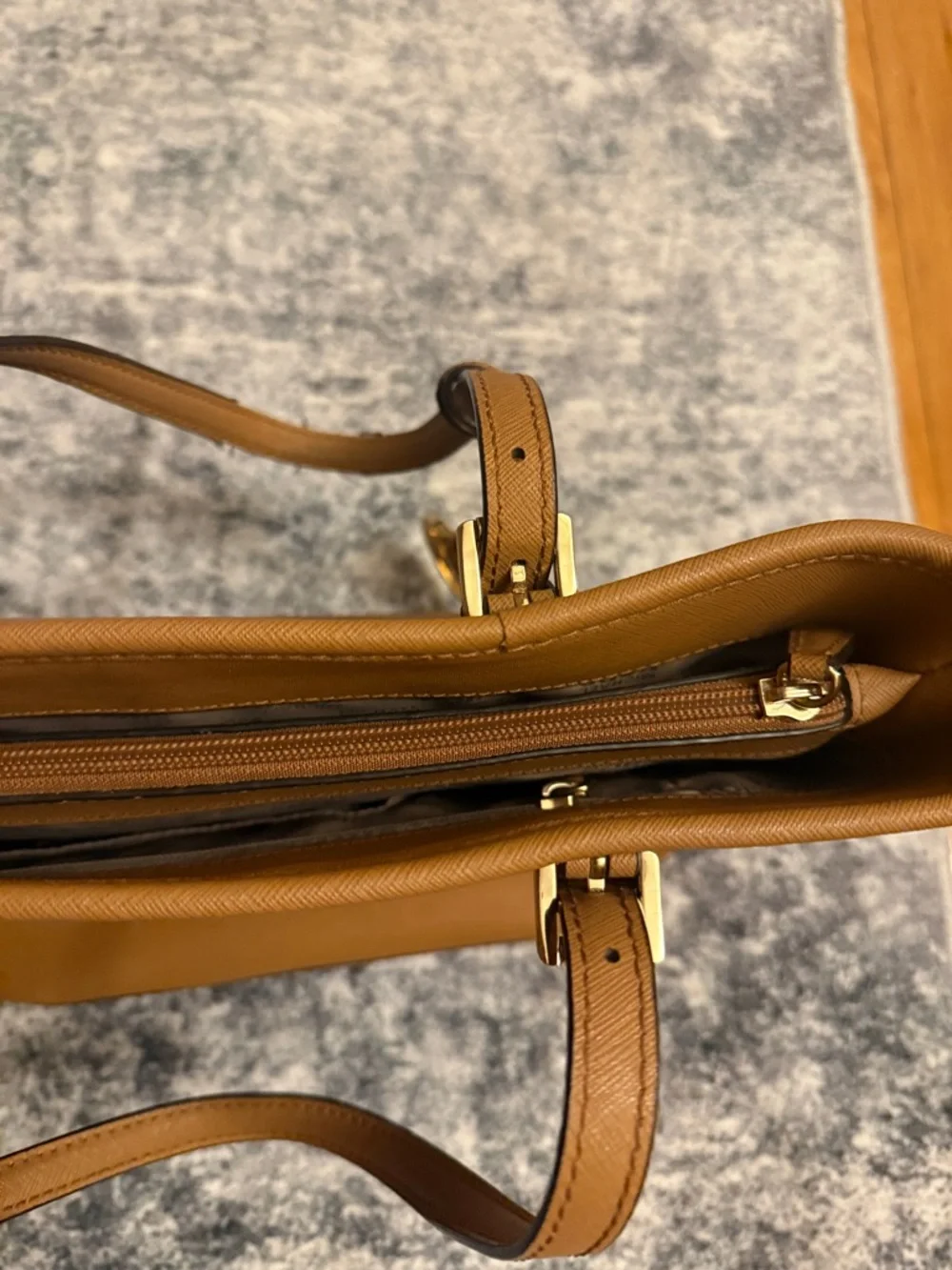 Michael Kors Cognac Saffiano Leather Tote with Front Pocket - Picture 11 of 16